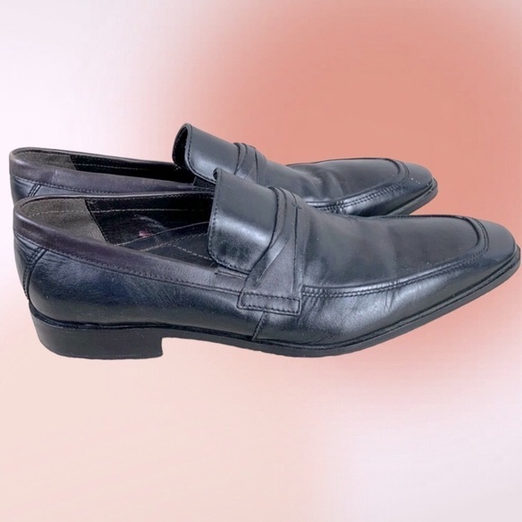 Joseph Abboud Black Leather Slip On Dress Shoes Size 9 - Picture 3 of 9